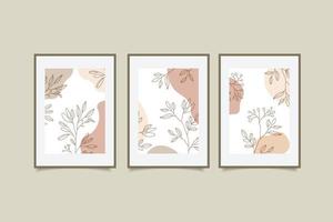 set of abstract minimalist botanical wall art vector