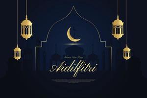 Islamic greeting card happy Eid Al-Fitr Islamic background vector
