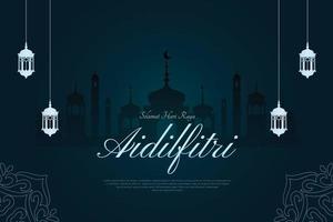 Islamic greeting card happy Eid Al-Fitr Islamic background vector