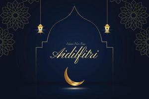 Islamic greeting card happy Eid Al-Fitr Islamic background vector