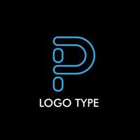 logo type with initial name for technology company sign, vector