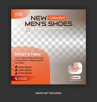 shoes social media template and web banner template with luxury grey orange color style vector