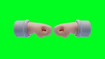 Poder de animação de pacote de estilo 3d cinco, colisão de punho ou brofist. close-up tocando um ao outro, na tela verde video