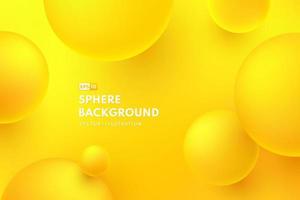 Abstract liquid fluid circles bright yellow color background. 3D sphere balls shape. Creative minimal bubble trendy gradient template for cover brochure, flyer, poster, banner web. Vector illustration