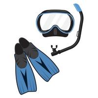 Mask and fins for diving, color vector illustration in cartoon style