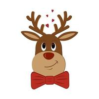 Reindeer Christmas character, vector illustration isolated on white background