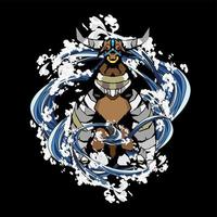 el diseño de ilustración animal para sukajan es una camiseta o tela tradicional de Japón con bordado digital dibujado a mano camisetas de hombre camiseta de hip hop de manga corta casual de verano ropa de calle vector