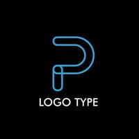 logo type with initial name for technology company sign, vector