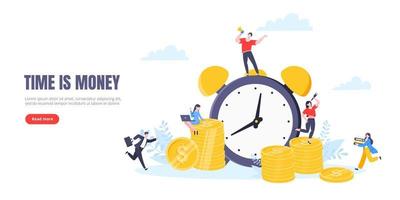 Time is money or save time business concept flat style vector illustration isolated on white background.
