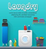 Laundry service banner with Laundry room view vector