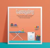 Laundry service banner with Laundry room element vector