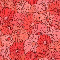 Seamless pattern background with different abstract flowers. Chamomile, aster vector