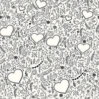 hand-drawn doodle seamless pattern with hearts vector