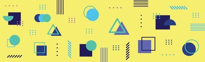 Panoramic dark yellow abstract background with different geometric shapes, web template texture - Vector