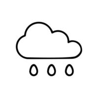 icono de línea delgada de nube lluviosa aislado sobre fondo blanco - vector