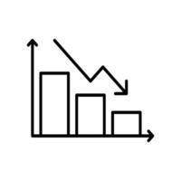 Thin line drop graph icon on white background - Vector