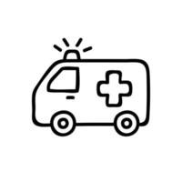 Thin line medical vehicle icon isolated on white background - Vector