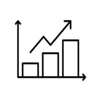 gráfico de crecimiento icono de línea delgada sobre fondo blanco - vector