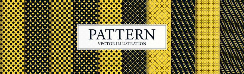 Panoramic patterns 8 pcs set black yellow - Vector