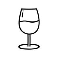 copa de vino icono de línea delgada sobre fondo blanco - vector