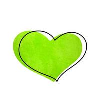 Green watercolor heart. vector