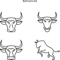 conjunto de iconos de toro aislado sobre fondo blanco. icono de toro contorno de línea delgada símbolo de toro lineal para logotipo, web, aplicación, ui. icono de toro signo simple. vector