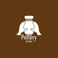 Pottery workshop studio logo vector template