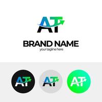 en el diseño de logotipos para empresas, flecha, ampliación, aumento de negocios, diseño de logotipos de empresas, logotipo de letras a y t vector
