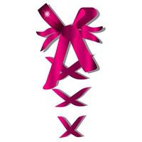 Decorative pink bow with horizontal ribbon. vector