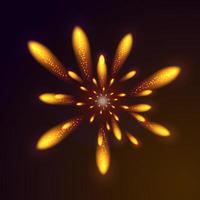 Abstract glowing flower in golden color on a dark background vector