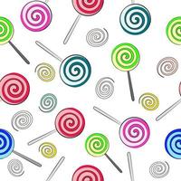 Seamless background of multi-colored lollipops on a white background vector