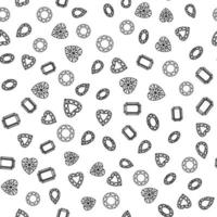 Black and white style diamonds background. Geometric seamless pattern with linear diamonds. vector