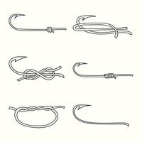 Ways to tie a fishing line to a fishing hook vector