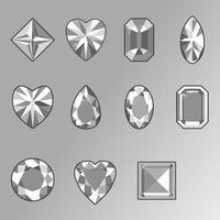 Vector set of diamonds of various shapes on a white background