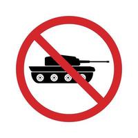 Señal de parada roja de la fuerza del vehículo panzer. símbolo de prohibición icono de silueta de tanque militar. símbolo del ejército del tanque de peligro. icono de arma de transporte de precaución. signo del ejército prohibido. ilustración vectorial aislada. vector