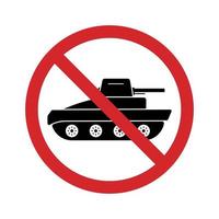 Señal de parada roja de la fuerza del vehículo panzer. símbolo de prohibición icono de silueta de tanque militar. símbolo del ejército del tanque de peligro. icono de arma de transporte de precaución. signo del ejército prohibido. ilustración vectorial aislada. vector