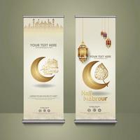 Roll up banner set for eid al adha mubarak events. vector Illustration