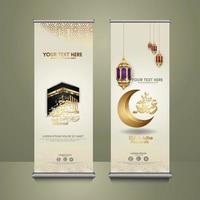 Roll up banner set for eid al adha mubarak events. vector Illustration