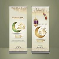 Roll up banner set for eid al adha mubarak events. vector Illustration