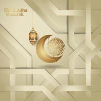 Islamic design with arabic calligraphy Eid Adha Mubarak for greeting. Vector Illustrations