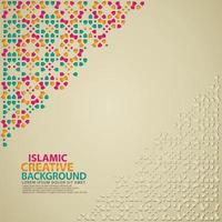 Islamic design greeting card background template with ornamental colorful of mosaic vector