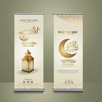 Roll up banner set for eid al adha mubarak events. vector Illustration