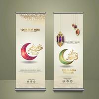 Roll up banner set for eid al adha mubarak events. vector Illustration