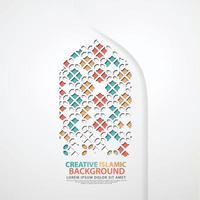 realistic door mosque texture with ornamental of mosaic for element Islamic design backgrounds vector
