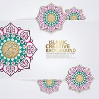 Islamic traditional wedding events and other users with realistic Islamic ornamental colorful detail of mosaic vector