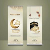 Roll up banner set for eid al adha mubarak events. vector Illustration