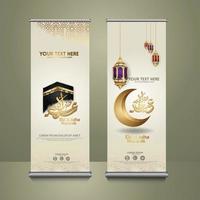 Roll up banner set for eid al adha mubarak events. vector Illustration