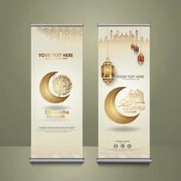 Roll up banner set for eid al adha mubarak events. vector Illustration