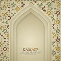 realistic door mosque texture with ornamental of mosaic for element Islamic design backgrounds vector