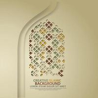 realistic door mosque texture with ornamental of mosaic for element Islamic design backgrounds vector